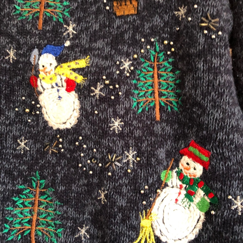 Vintage Ugly Small Blue Detailed Christmas Sweater